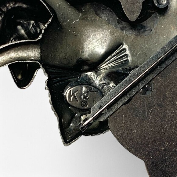 Vintage K&T Six Cats Brooch Mixed Metals Copper, Gold & Pewter Finish 2" - Picture 3 of 6